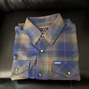 Dixxon Flannel Clark Street Blue Plaid Men’s SZ XL Pearl Snap Long Sleeve Pocket